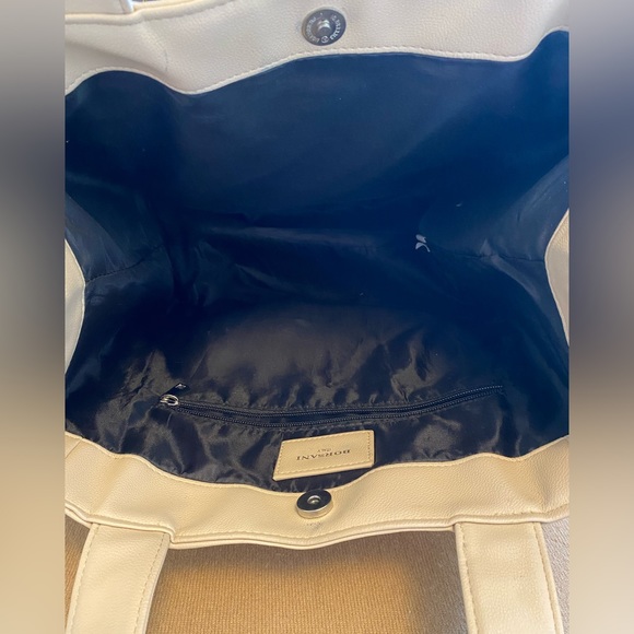 Borsani Italy Boho Cream Vegan Leather Shoulder Bag Purse Tote Lined Soft Snap. - Picture 7 of 10